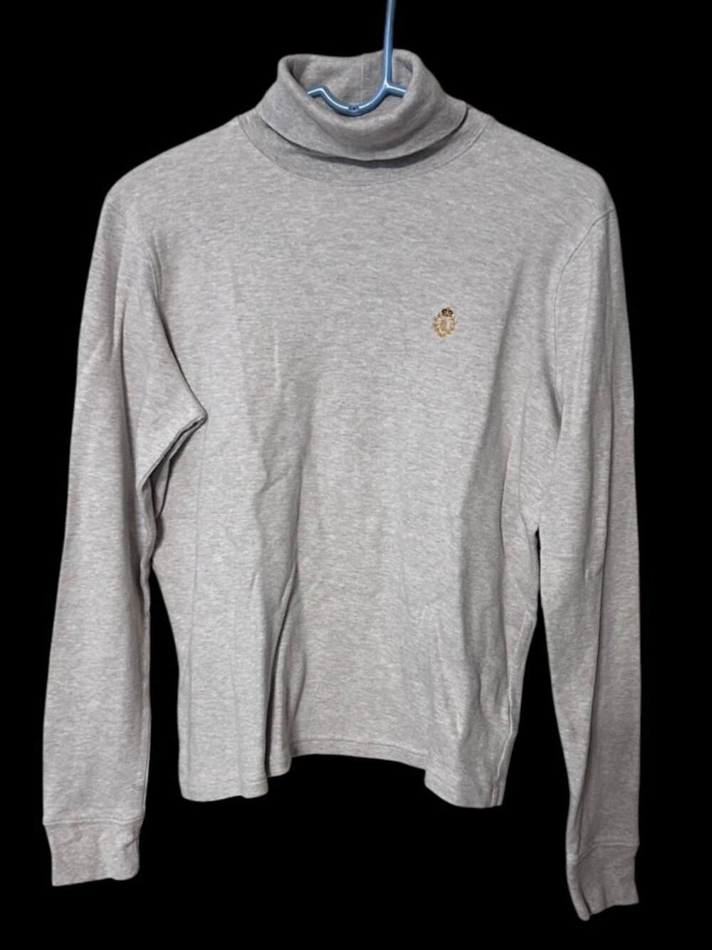 Lauren Ralph Lauren Beige 100% Cotton Turtleneck Gold Crest Logo Long Sleeve Wom